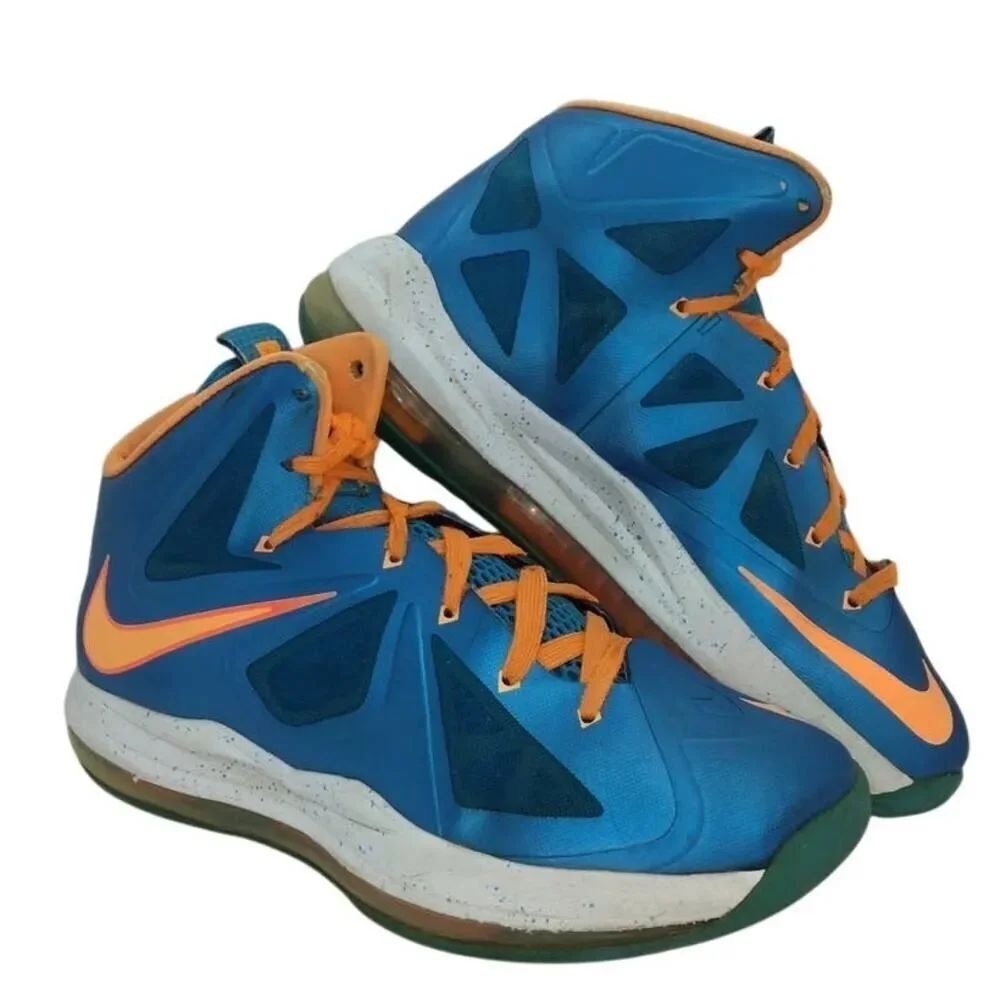 Nike Lebron X GS Boys Blue & Orange Sneakers - Size 5.5Y AWESOME!